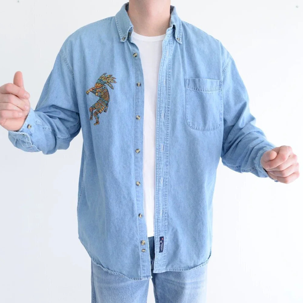 Vintage C Port and Company 100% Cotton Grand Canyon Dancing Man Button Down - Picture 2 of 13